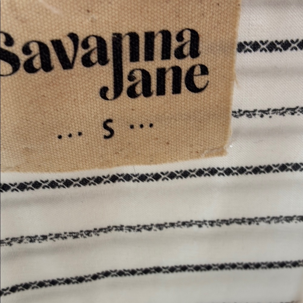 Savanna Jane White Jeans with Black Stripes
